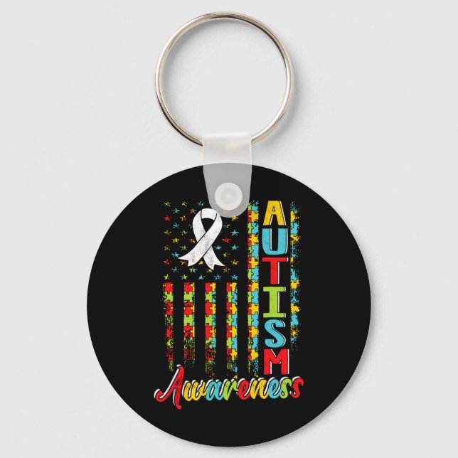 Autism Awareness Autistic Autists Support Autist A Key Ring (Front)