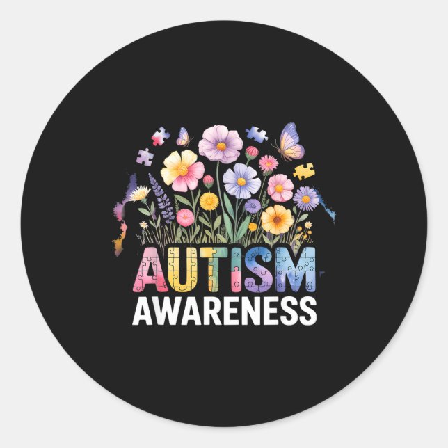 Autism awareness autistic  classic round sticker (Front)
