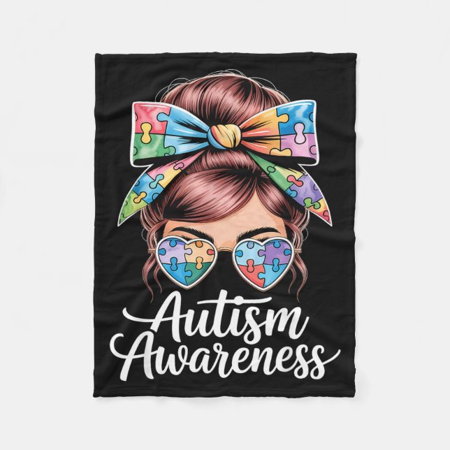 Autism awareness autistic  fleece blanket (Front)