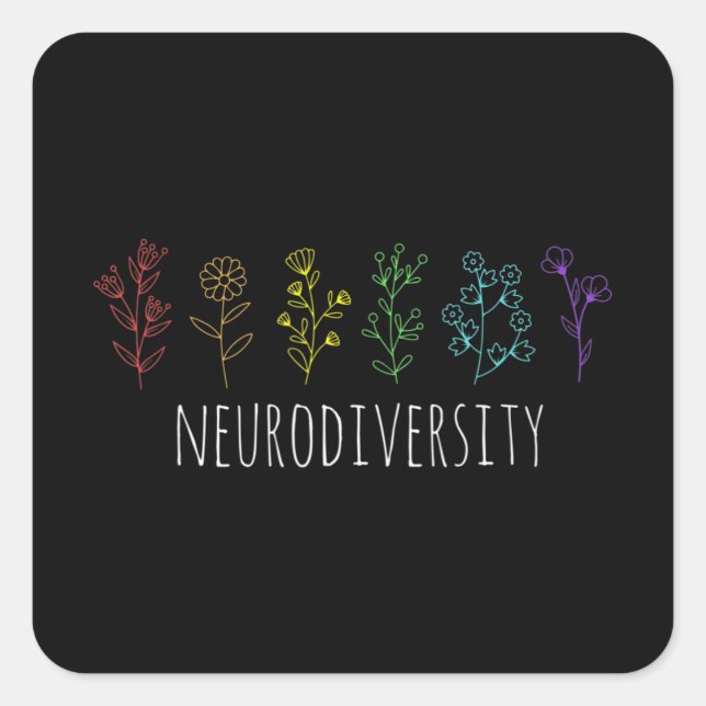 Autism Awareness Autistic Pride Rainbow Neurodiver Square Sticker (Front)