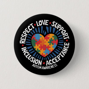 Autism Awareness Autistic Respect Love Support 6 Cm Round Badge