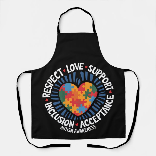 Autism Awareness Autistic Respect Love Support Apron (Front)