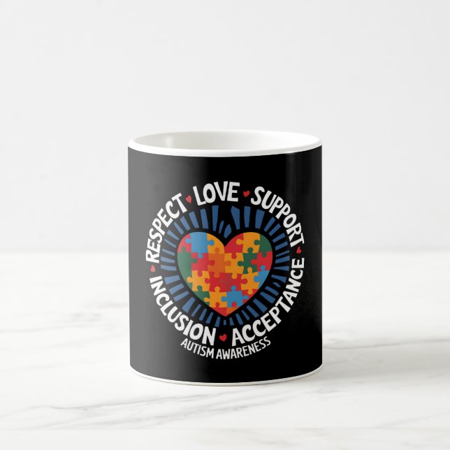 Autism Awareness Autistic Respect Love Support Coffee Mug (Center)