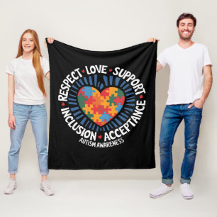 Autism Awareness Autistic Respect Love Support Fleece Blanket