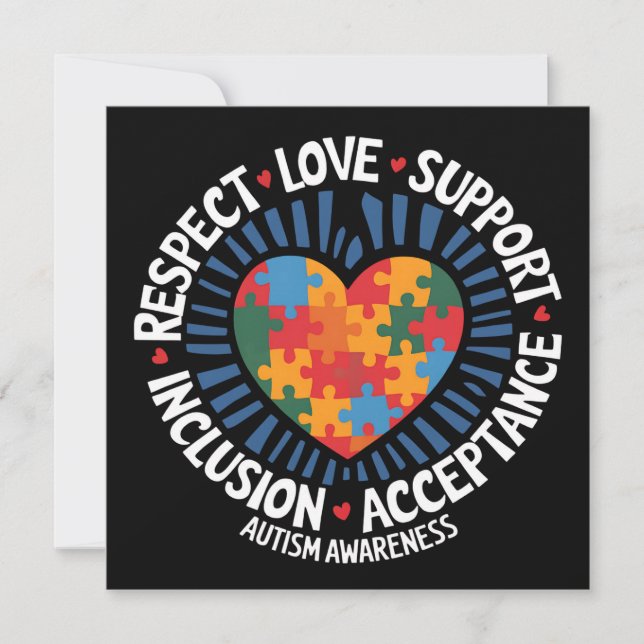 Autism Awareness Autistic Respect Love Support Invitation (Front)
