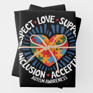 Autism Awareness Autistic Respect Love Support Wrapping Paper Sheet