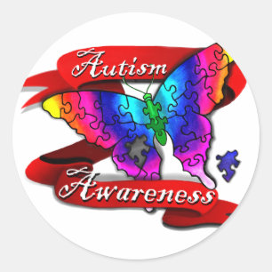 Autism Awareness Banner Classic Round Sticker