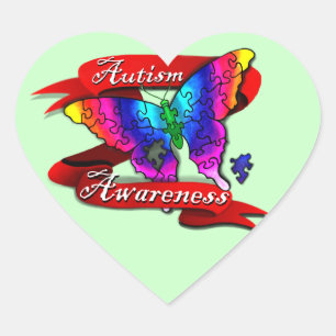 Autism Awareness Banner Heart Sticker