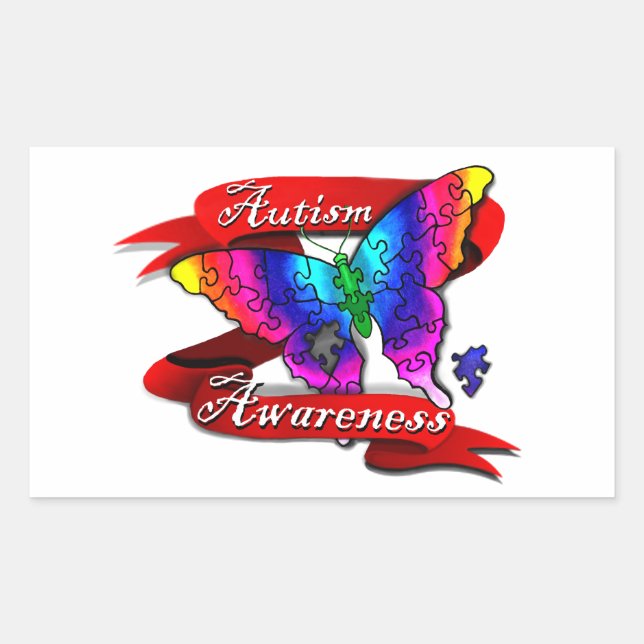 Autism Awareness Banner Rectangular Sticker (Front)