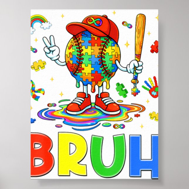 Autism Awareness Baseball Bruh Puzzl Poster (Front)