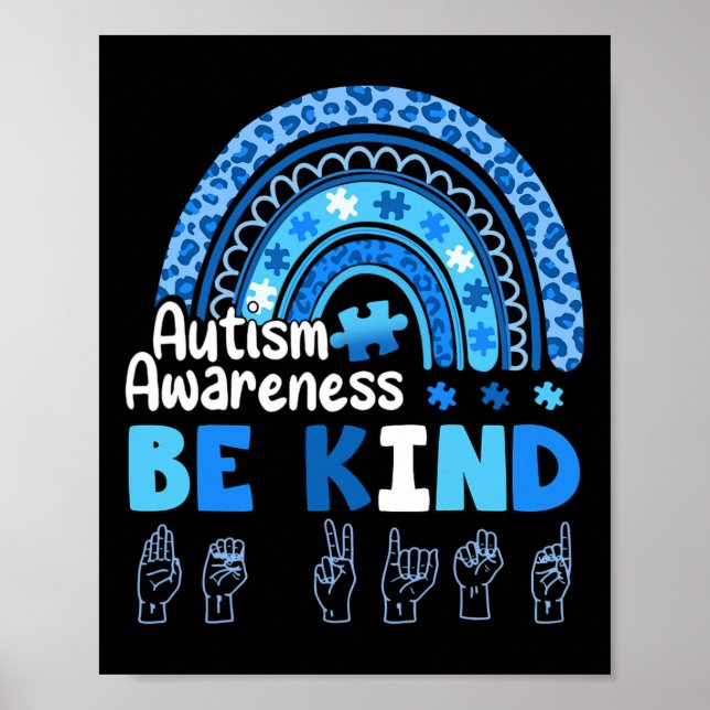 Autism Awareness Be Kind Asl Hand Sign Language  (Front)