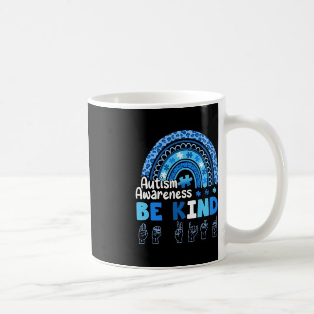 Autism Awareness Be Kind ASL Hand Sign Language  Coffee Mug (Right)