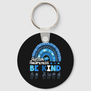 Autism Awareness Be Kind ASL Hand Sign Language Key Ring