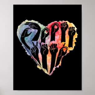 Autism Awareness Be Kind Asl Heart Anti Bullying Poster