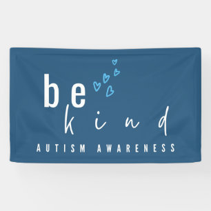 autism awareness be kind blue hearts modern banner