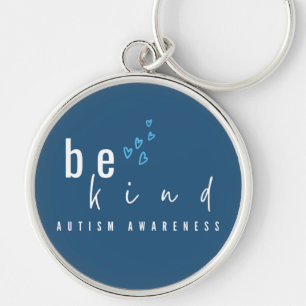 autism awareness be kind blue hearts modern key ring