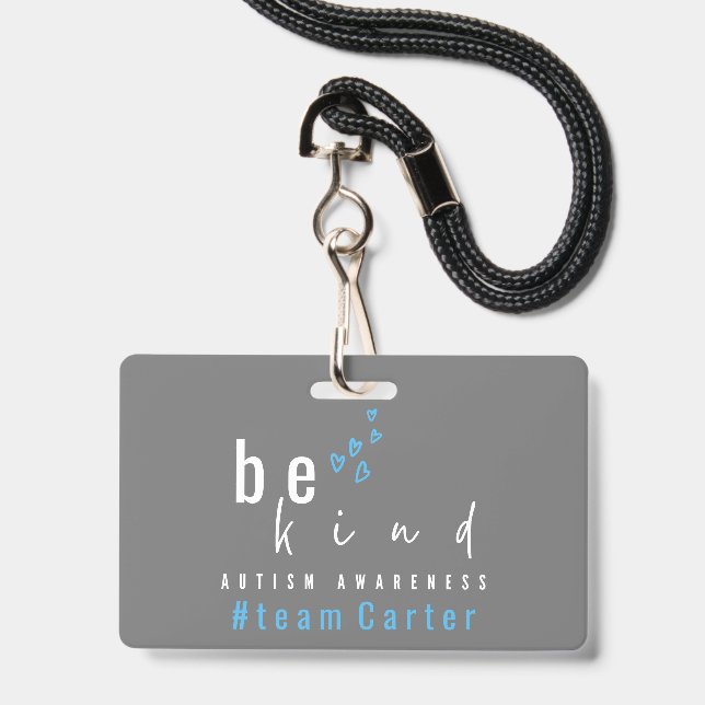 autism awareness be kind blue team name custom  ID badge (Front with Lanyard)