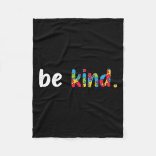 Autism Awareness Be Kind Colourful Puzzle Pieces  Fleece Blanket