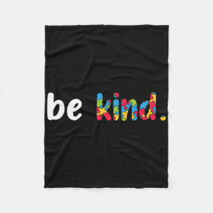 Autism Awareness Be Kind Colourful Puzzle Pieces Fleece Blanket