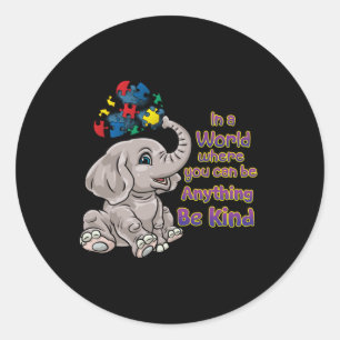Autism Awareness Be Kind Elephant Puzzle Teacher M Classic Round Sticker