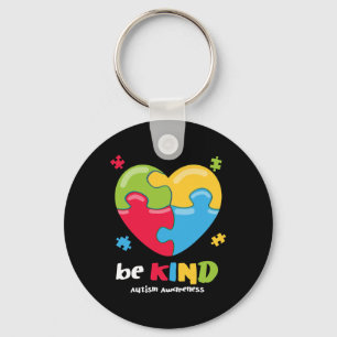 Autism Awareness - Be Kind Puzzle Heart Kindness Key Ring
