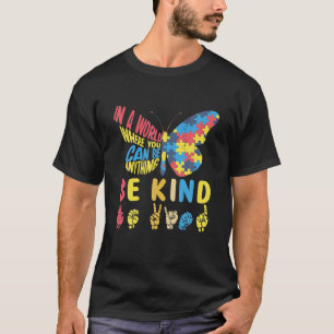 Autism Awareness Be Kind Puzzle Sign Language Hand T-Shirt
