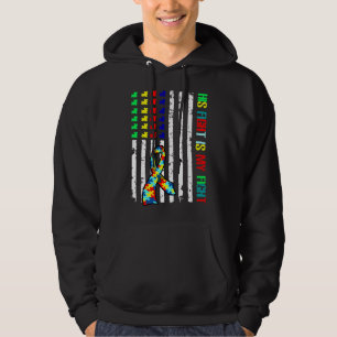 Autism awareness Betsy Ross Flag His fight is my f Hoodie