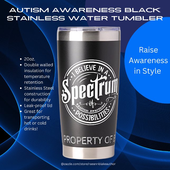 Autism Awareness Black Stainless Water Tumbler (Creator Uploaded)