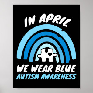 Autism Awareness Blue April Love Autistic Support Poster