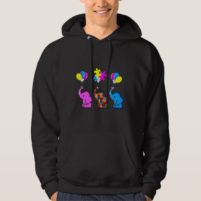 Autism Awareness Blue Elephant Hoodie (Front)