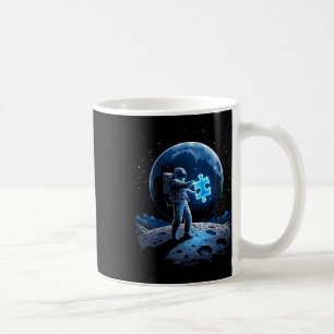 Autism Awareness Blue Puzzle Moon Astronaut  Coffee Mug