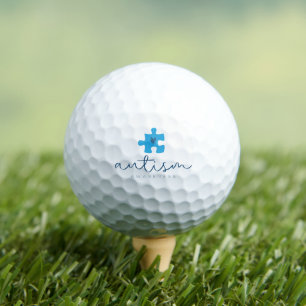 autism awareness blue puzzle piece heart golf balls