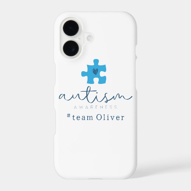 autism awareness blue puzzle piece #team name  (Back)