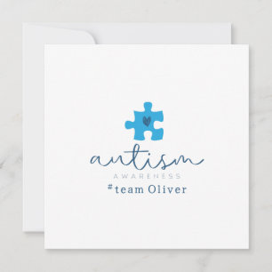 autism awareness blue puzzle piece #team name  invitation