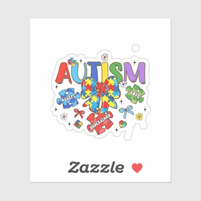 Autism Awareness Bow Coquette Puzzle Piece Neuro  (Sheet)