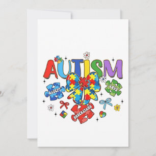 Autism Awareness Bow Coquette Puzzle Piece Neuro  Invitation
