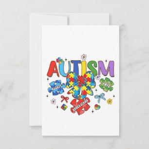 Autism Awareness Bow Coquette Puzzle Piece Neuro Thank You Card