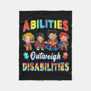 Autism Awareness Boy Abilities Outweigh Disabiliti Fleece Blanket