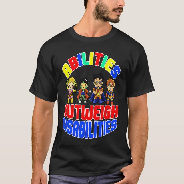 Autism Awareness Boy Abilities Outweigh Disabiliti T-Shirt (Front)
