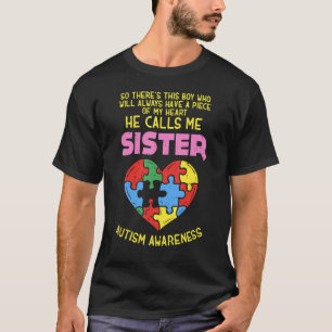 Autism Awareness Boy Piece Of My Heart Sister 1 T-Shirt