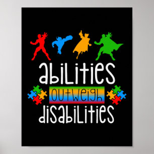 Autism Awareness  Boys Abilities Outweigh Disabili Poster