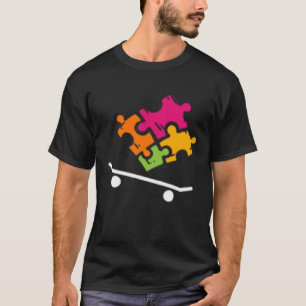 Autism Awareness Boys Girls Puzzle Piece Skateboar T-Shirt