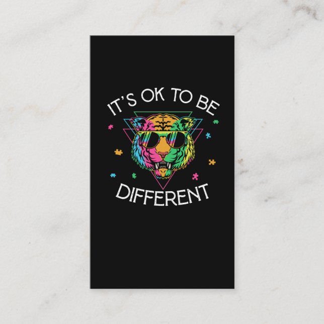 Autism Awareness Boys Girls Tiger Autistic Kids Business Card (Front)