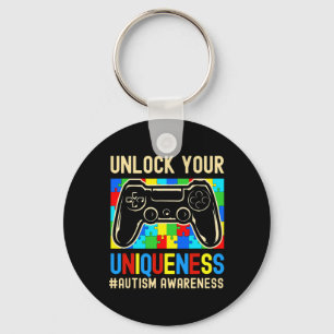 Autism Awareness Boys Girls Video Game Controller Key Ring