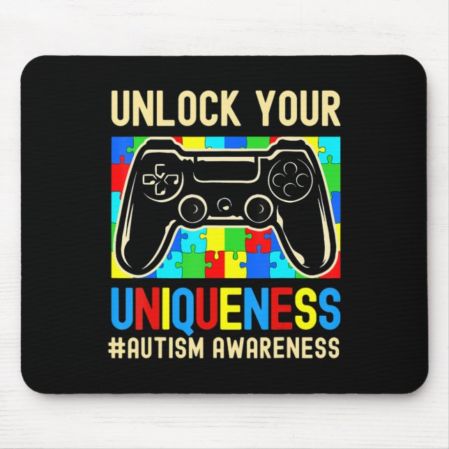 Autism Awareness Boys Girls Video Game Controller  Mouse Pad (Front)