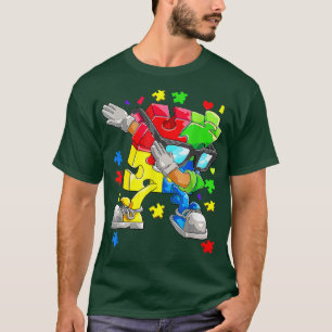 Autism Awareness Boys Kids Dabbing Puzzle Piece Su T-Shirt