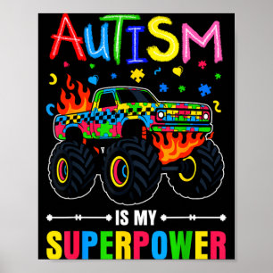 Autism awareness boys monster truck kids girls poster