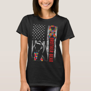 Autism Awareness Brother Bear American Flag Autism T-Shirt