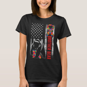 Autism Awareness Brother Bear American Flag Autism T-Shirt