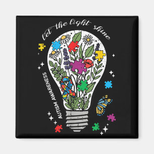 Autism Awareness Bulb Let The Light Shine ASD Magnet